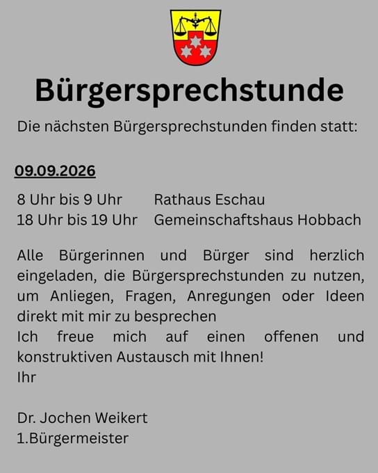 Bürgersprechstunden am 09.09.2026