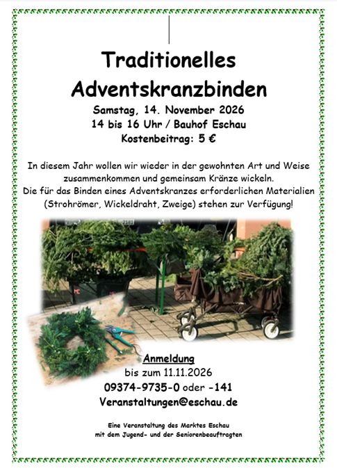 Plakat Einladung zum traditionellen Adventskranzbinden