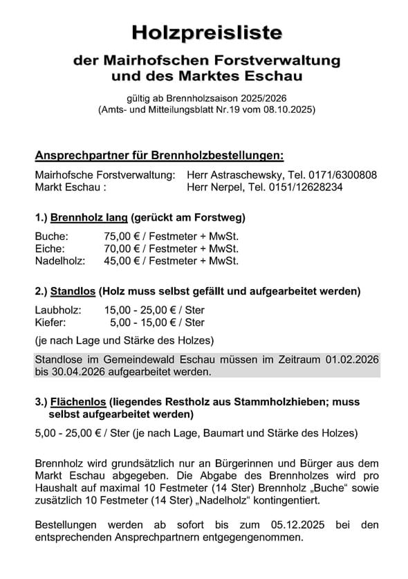 Holzpreisliste 2025/2026