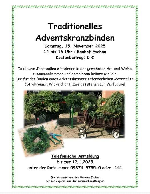Plakat für das traditionelle Adventskranzbinden